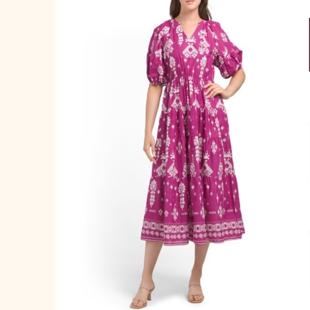 Kaktus Pink Cotton Midi Dress